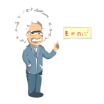Cartoon Einstein with his math