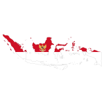 Indonesia Map Flag With Stroke And Coat Of Arms