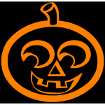 Laughing Halloween pumpkin on black background vector illustration