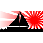 Sailboat Under Red Sun Vector