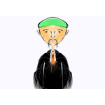 Vector illustration of green-haired old man