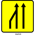 Vector illustration of far left lane reduction roadsign in France