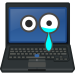 Laptop crying eye contact on screen vector clip art