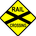 Rail crossing traffic roadsign vector image