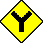 Y-road caution sign vector illustration