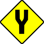 Fork in road caution sign vector image
