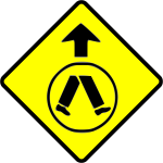 Pedestrian crossing caution sign vector image