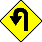 U-turn caution sign vector image