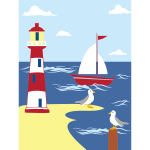 Lighthouse seaside scene