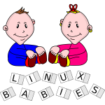 Two Linux Babies boys vector drawing