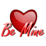Glossy vector image of heart with be mine wording