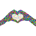 Low Poly Prismatic Fractal Heart Hands Silhouette 2