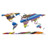 Low Poly Prismatic Streaked World Map