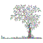 Low Poly Prismatic Tree And Flowers