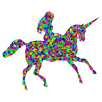 Low Poly Prismatic Woman Riding Unicorn