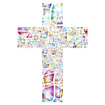 Low Poly Stained Glass Cross 2 No Background