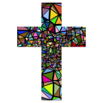 Low Poly Stained Glass Cross With Background