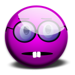 Vector drawing of purple nerdy smiley