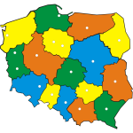 Map of Poland with administrative regions