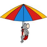Mouse under umbrella vector clip art