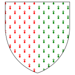 Shield with red and green Christmas heraldry vector illustration