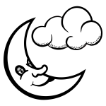 Vector graphics of sleepy moon and cloud