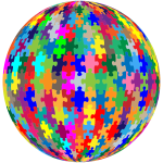 Multicolored Jigsaw Puzzle Pieces Sphere No Strokes
