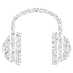Musical Notes Headphone Grayscale