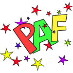 Vector clip art of paf sound representation with stars
