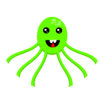 Vector illustration of green smiling octopus