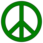 Vector graphics of green peace symbol with black border