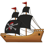 Pirate wooden sailing ship