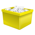 Yellow plastic box filled with paper vector graphics