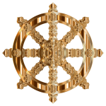 Polished Copper Ornate Dharma Wheel Variation 2
