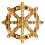 Polished Copper Ornate Dharma Wheel