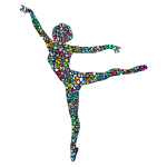 Polychromatic Tiled Lithe Dancing Woman Silhouette 2