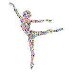 Polychromatic Tiled Lithe Dancing Woman Silhouette No Background