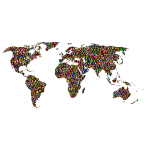 Polychromatic Tiled World Map