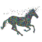 Polyprismatic Tiled Magical Unicorn Silhouette With Background
