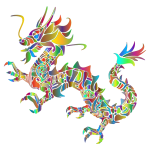 Polyprismatic Tribal Asian Dragon Silhouette No Background