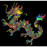 Polyprismatic Tribal Asian Dragon Silhouette