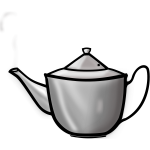 Vector image of steaming metal teapot