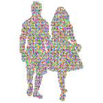 Prismatic Couple Holding Hands Silhouette 4