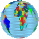 Prismatic Earth Globe Hexagonal Mosaic Black Stroke