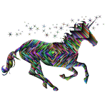 Prismatic Magical Unicorn Silhouette Concentric With Background