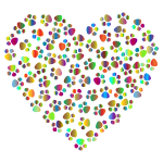 Colorful heart with paw prints