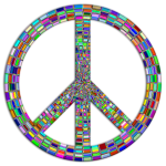Prismatic Peace Sign Enhanced 2 With Drop Shadow