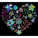 Prismatic Psychedelic Floral Heart
