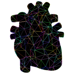 Prismatic Spacefem Low Poly Wireframe Heart With Background