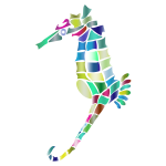Prismatic Stylized Seahorse Silhouette 3